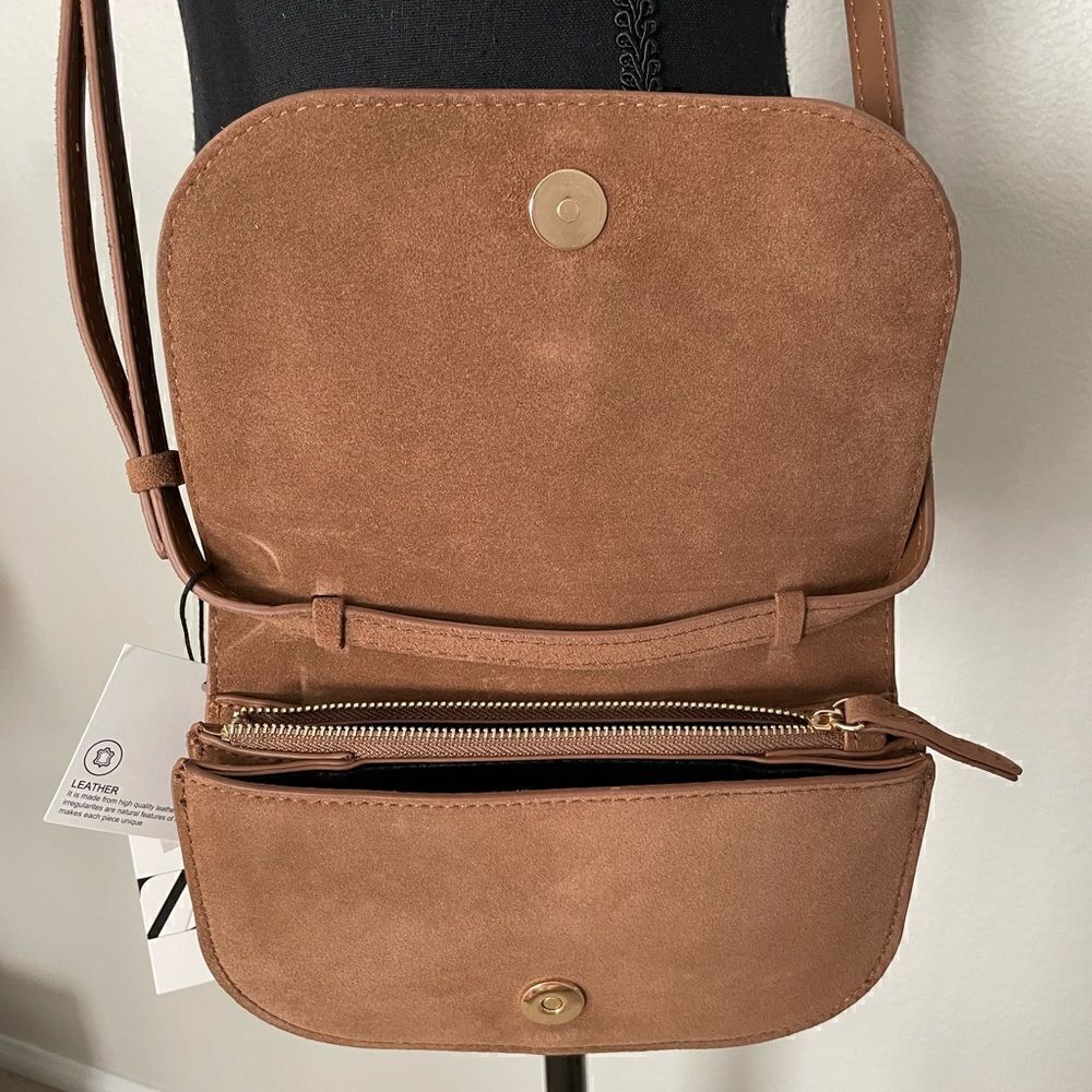 NWT Zara Split Leather Crossbody - Picture 7 of 11